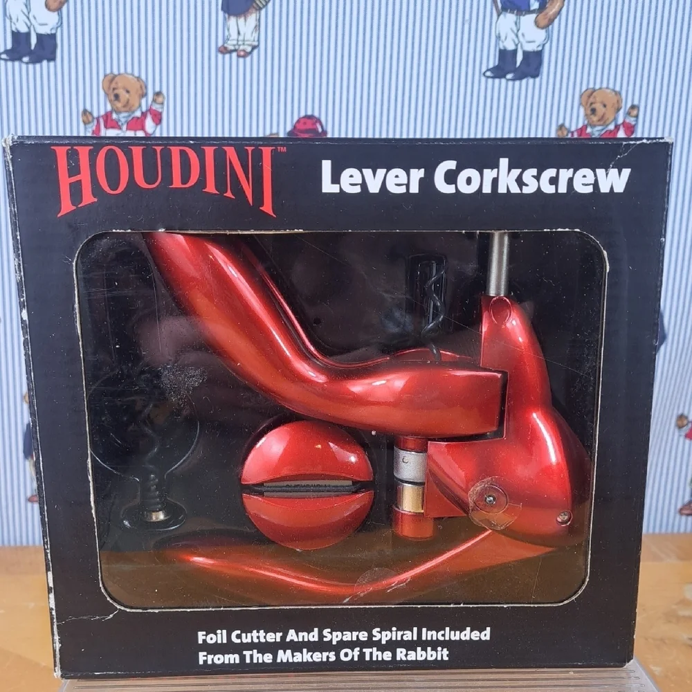 Houdini red lever corkscrew foil cutter spare spiral wine bottle opener kit